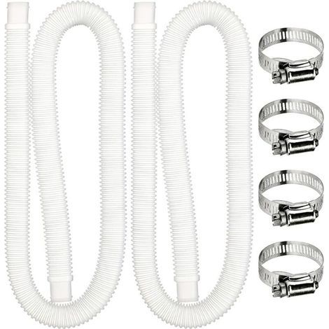 2 Pcs Tuyau de Rechange pour Piscine Hors Sol Tuyau de Remplacement de Piscine avec 4 colliers de serrage en métal,tuyau de filtre de piscine pour piscines hors sol (1/5)