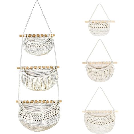 Juego de 2 organizadores de pared colgantes, bolsas de almacenamiento, organizadores de pared para habitaciones infantiles, color beige. (1/2)