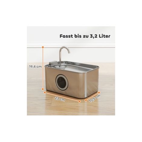 Fontaine à eau pour chat 3,2 L en acier inoxydable avec pompe silencieuse et filtre DESVIAE (1/5)