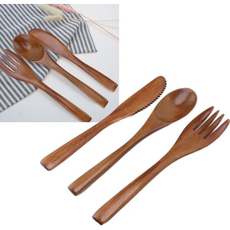 Besteckset mit langen, geraden Griffen, handbemaltes Besteck und Geschirr (1/5)