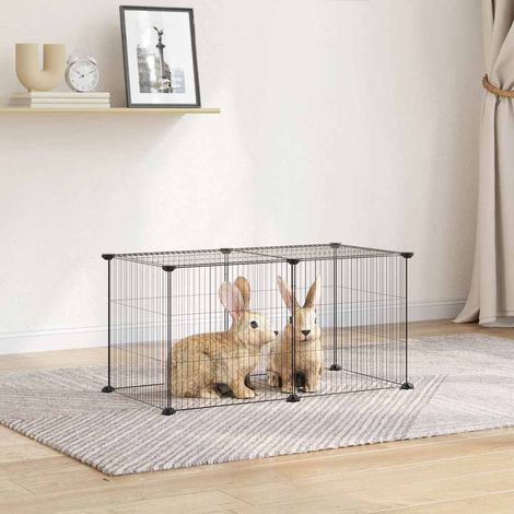 vidaXL Cage animaux de compagnie à 8 panneaux Noir 35x35 cm Acier (1/5)