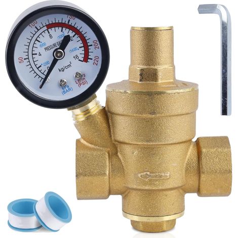 Water pressure reducer 1/2 inch DN15, with pressure gauge and pressure reduction valve (1/5)