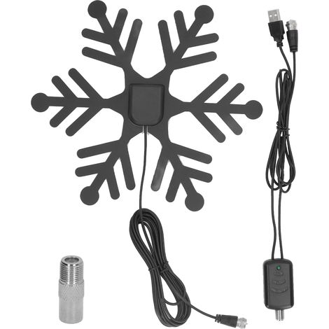 Antenne TV numérique intérieure amplifiée en forme de flocon, haute définition pour DTB ATSC ISDB-T, couleur noire (1/5)
