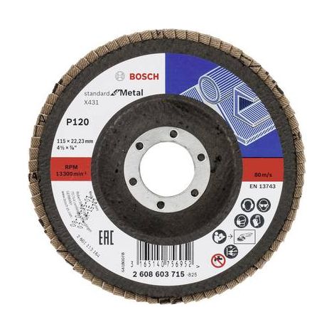 BOSCH 2608603715 PLATEAU À LAMELLE X431 STANDARD FOR METAL 115 X 22,23 MM 120 (1/2)