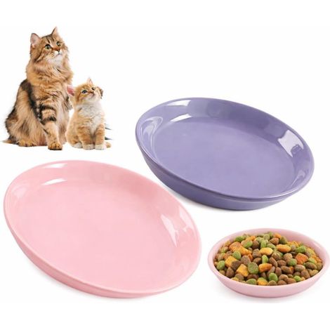 Set mit 2 Keramik-Katzennäpfen – Flache und breite Näpfe für Katzen und Kätzchen, Anti-Ermüdung der Schnurrhaare (1/5)
