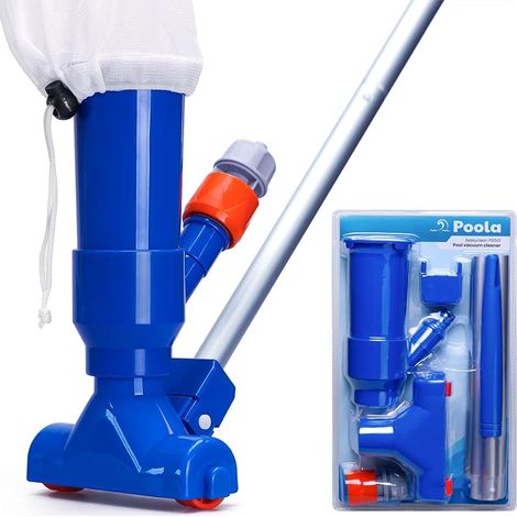 Aspirateur de Piscine - Nettoyage du Sol de la Piscine - Manche 5 pièces Inclus (140cm) - Aspirateur de Fond - Aspirateur de Piscine - Nettoyeur de Piscine - Convient pour Jacuzzi (Bleu)
