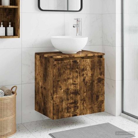 vidaXL Mobile Lavabo da Parete Rovere Fumo 49,5 x 35 x 63 cm