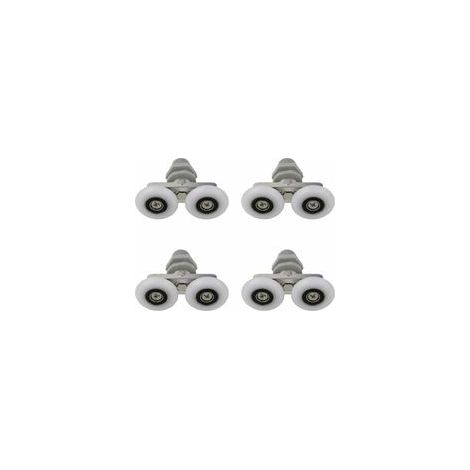 Lot de 4 roulettes doubles pour porte de douche coulissante, diamètre 23 mm, pièces de rechange salle de bain –
