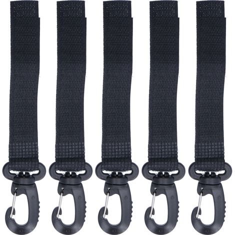 Ganchos organizadores para cochecito, 5 unidades, prácticos para colgar la bolsa de pañales o el bolso (negro)