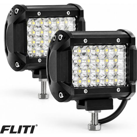 FLITI Projecteur LED étanche IP67 144W 10500lm 12V pour voiture camion tracteur bateau lentille incassable angle 120° (1/5)