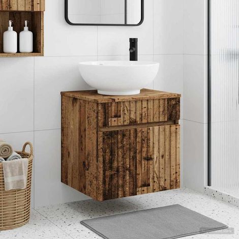 Vanidad de lavabo montada en la pared Madera envejecida