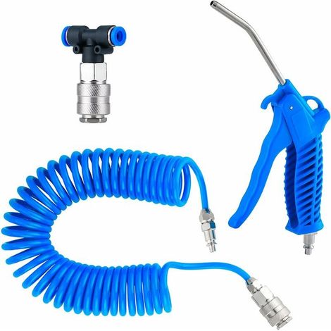 Pistola de aire comprimido de 5 m, manguera espiral de aire comprimido, manguera flexible para camiones para limpieza de polvo, enchufe Longziming (1/5)