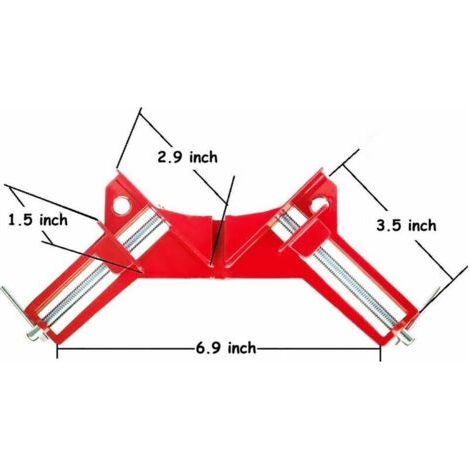 Abrazadera de ángulo recto de 90 grados, juego de 4 tornillos de banco ajustables para carpintería, abrazadera de ángulo rojo para soldadura de marcos de fotos múltiples en carpintería (1/4)