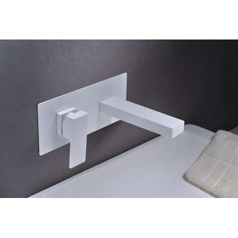 Robinet Mitigeur Lavabo Encastré Salle de Bain blanc mat – Anti-Calcaire – Design moderne - SUIZA IMEX (1/3)