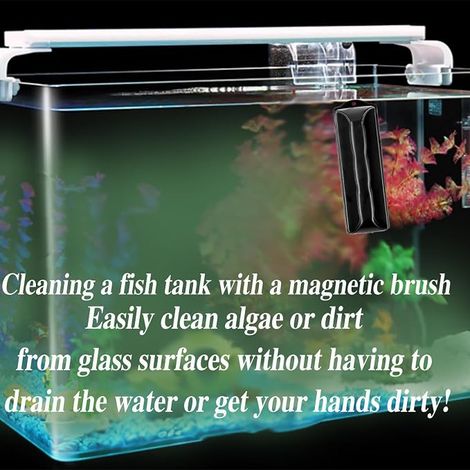 Aquarium Glass Magnetic Brush Strong Cleaner for Algae Glass Cleaner for Aquarium Suitable for Cleaning Glass with a thickness of ≤10 mm (1/4)