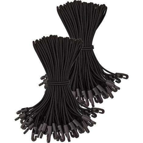 Bungee-Seil mit Haken, 100 Stück, Expander mit Haken, 26 cm, Multifunktionaler Planenspanner, Gummispanner mit Haken für Campingplane, Anhängerplane, Poolabdeckung (Schwarz) (1/5)