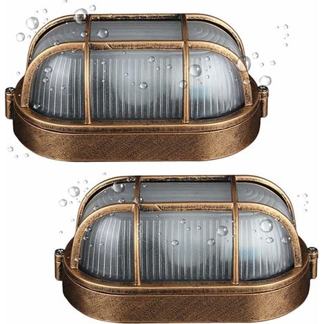 (2er-Pack) Außenwandleuchte, ovale Wandleuchte aus Aluminiumdruckguss, maritime Wandleuchte, Vintage-Industrie-Bootslampe, Wanddekoration für Terrasse und Flur (1/5)