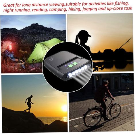 lampade frontali a LED con clip, ricaricabili tramite USB, per campeggio, pesca e viaggi, colore nero - ALTRO (1/4)