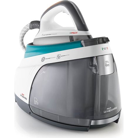 Polti La Vaporella XT100C, Ferro da Stiro a Vapore con Caldaia, Pressione 7,5 Bar, Autonomia Illimitata, Capacità 1,4 L, Potenza 2350 W, Steam Pulse 500g, Bianco e Turchese