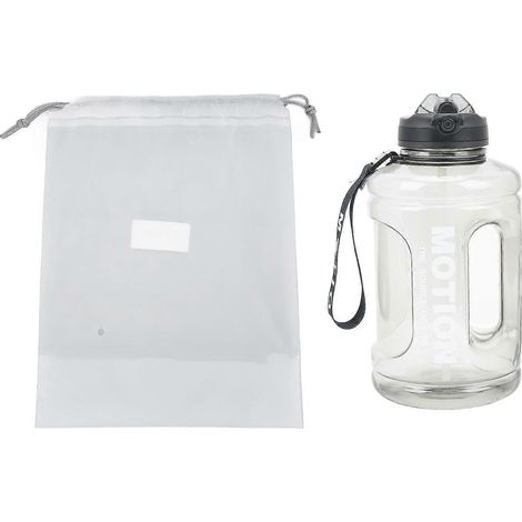 Bouteille sport 1500ml grande capacité, gourde portable avec échelle graduée, couvercle à ouverture rapide et paille intégrée, pour fitness, randonnée et activités extérieures, réservoir d'eau robuste (1/5)