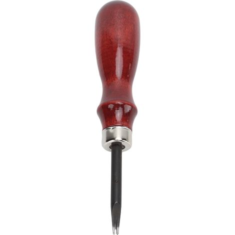 Liseret de cuir portatif 1,2mm acier courbé manche bois biseau outil artisanal fait main pour travail du cuir DIY (1/5)