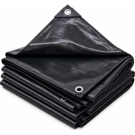 Relaxdays Bâche tissée rectangulaire en PE, 4 x 5 m, 200 g/m², jardin et chantier, étanche, anti-UV, noire (1/5)