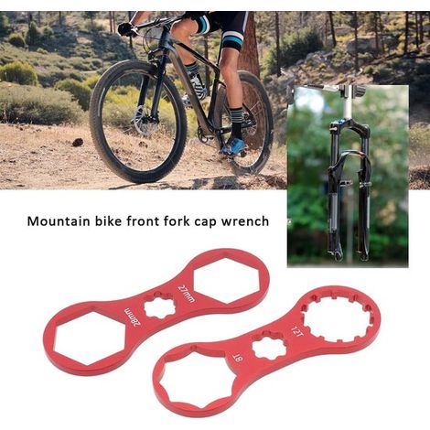 4-teiliges Fahrrad-Vorderradgabel-Reparaturset mit Doppelsteckschlüssel (Rot/Blau) (1/4)