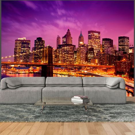 Papier Peint "Manhattan & Pont de Blooklyn la Nuit" 231 x 300 cm (1/2)