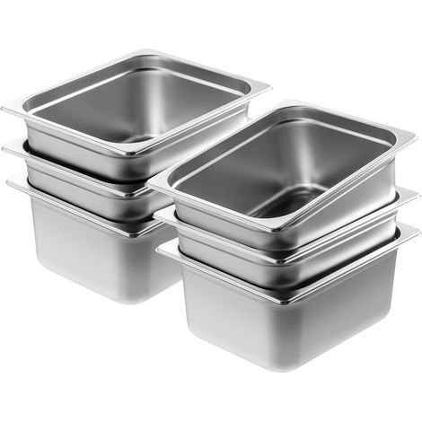 6er-Set Gastronorm-Behälter (1/2 Zoll), 0,8 mm Edelstahl, 15 cm Tiefe, verstopfungsfrei, für Gastronomie und Lebensmittelaufbewahrung (1/5)