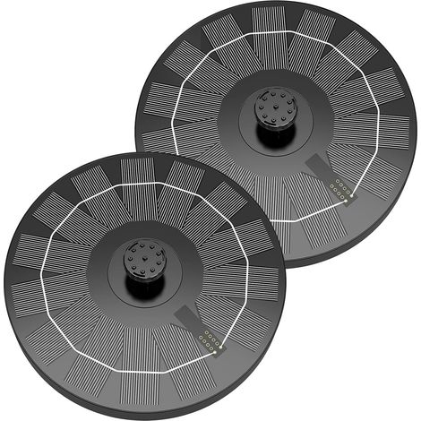 Lot de 2 fontaines solaires pour l'extérieur avec 4 barres de support et 6 effets Fontaine solaire 2,5 W pour extérieur, pompe de bassin, pompe à eau solaire flottante pour jardin, bain d'oiseaux