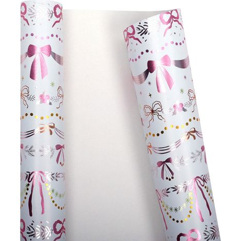 Wrapping Paper - Retro Snowflakes Design - Heavy Duty Kraft-Based - For Christmas Gifts And Parties - 1 Roll (1/5)