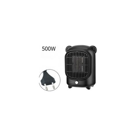 Riscaldatore ausiliario, mini riscaldatore elettrico da 500 W, 2 modalità di ventilazione per bagno, protezione da surriscaldamento e ribaltamento per camera da letto, ufficio domestico (nero) (1/4)