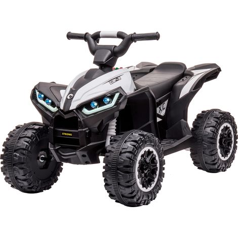 Quad Elettrico Bambini 12V ATV con Doppio Motore 35 W 2 Velocità 3-6 km/h Fari LED Musica USB/MP3 Ruote Larghe con Sospensioni Quad per Bambini 3-5 Anni Bianco