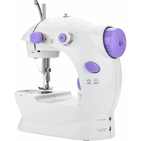 Mini machine à coudre avec lumière LED, alimentée par piles, en plastique et acier inoxydable, adaptée aux enfants, à la maison et en voyage, prise américaine. (1/5)