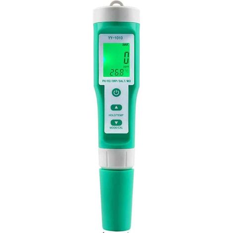 Analizzatore digitale per l'acqua - 10 in 1 - Test di qualità dell'acqua - Compensazione automatica della temperatura - pH/EC/TDS/ORP/H2 - Verde (1/5)