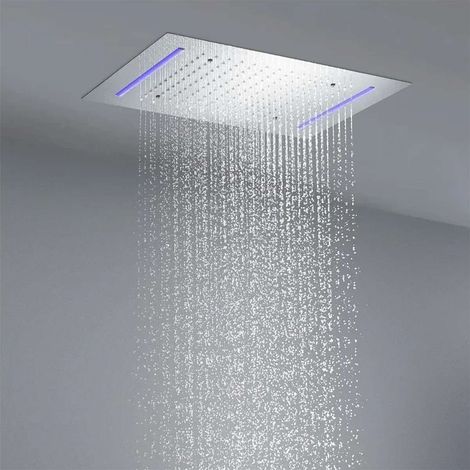 Composition de douche ciel de pluie thermostatique led chrome, Syracuse (1/5)