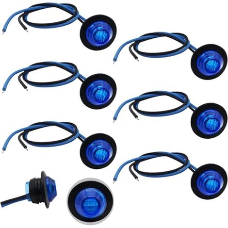 Rond LED Feux de Côté, 3/4 Pouce Feux de Gabarit Latéraux Imperméable Convient pour caravane de remorque, bateau, bus, camion, 12V/24V Universel Feux Indicateurs de Position (Bleu) (1/4)