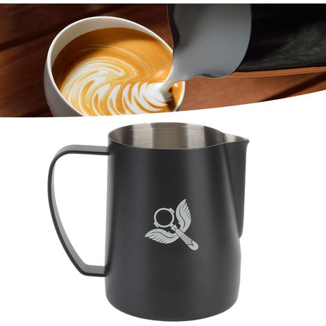 Tasse à latte art en acier inoxydable 304 noir avec bec pointu (1/5)