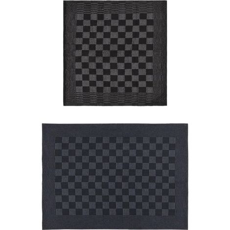 Ensemble de serviettes 10 pcs noir et gris coton