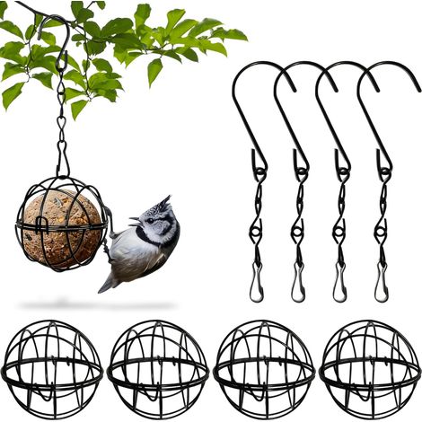 4 pièces Mangeoire Oiseaux Exterieur, Support Boule De Graisse Oiseaux Exterieur, Bird Feeder Métal Porte de Graisse Exterieur pour Sauvages (1/4)