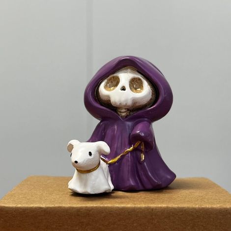 Simpatico scheletro della Morte e fantasma cane che cammina, decorazione da scrivania di Halloween - Cane che cammina (1/4)