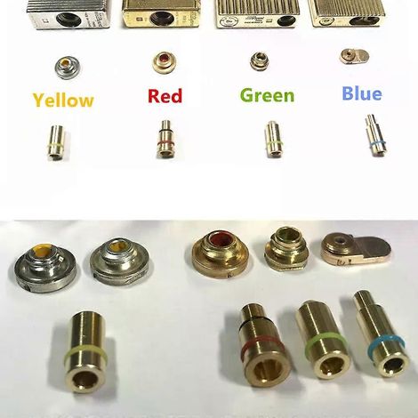 Adaptateur de recharge de gaz butane 5 en 1 en laiton et cuivre durable, compatible avec les briquets Dupont à capuchons jaunes/rouges/verts/bleus. Facile à utiliser. (1/5)