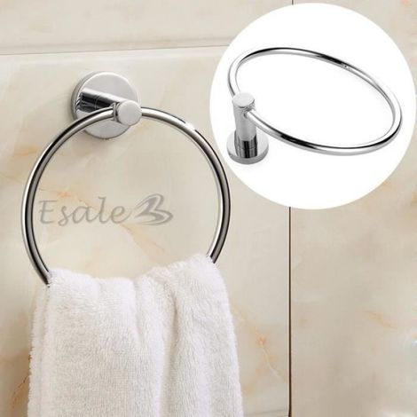 Porte-serviette - Anneau Rond - Acier Inoxydable - Pour Salle De Bain - Diamètre 18 Cm - Lot De 1 (1/4)