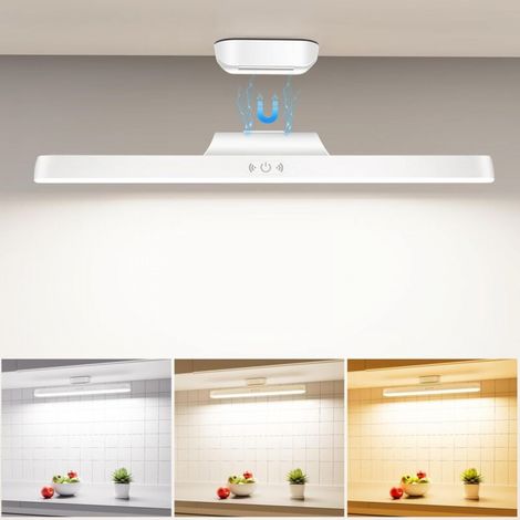 Reglette LED Cuisine Rechargeable USB, 3000mAh Lampe Murale Sans Fil, Lumiere Magnetique, Barre Eclairage Tableau a Pile pour Placard, Interieur, Vitrine, Armoire, Meuble (1/5)