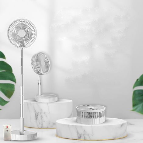 Mini ventilador de pie – batería de 3600 mAh – altura ajustable – mando a distancia – 4 velocidades – plegable y fácil de guardar (1/5)