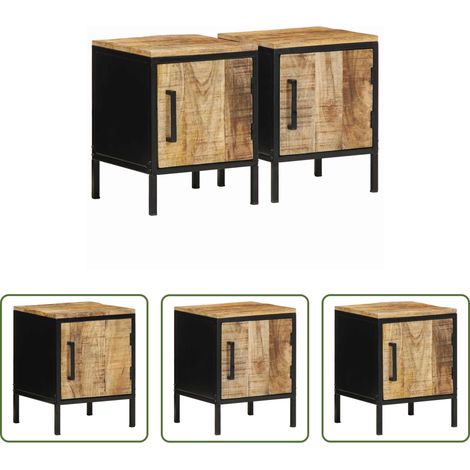 Holz Nachttisch - Nachttisch 2 pcs Braun und Schwarz 30 x 30 x 40 cm (1/5)