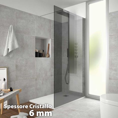 "PARETE DOCCIA WALK-IN """"ITACA"""" VETRO GREY Sp.6 mm PROFILO CROMO 117,5-120 cm"