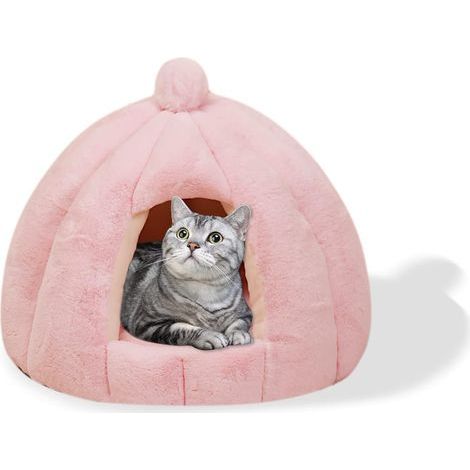Katzenhöhlenbett, waschbares Kissen, weicher Stoff, halbgeschlossenes Design, warmes Inneres, für Katzen und kleine Hunde (1/5)