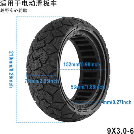 Les pneus pleins anti-explosion 9x3.0-6 conviennent aux scooters électriques tout-terrain de 9 pouces avec pneus pleins intérieurs en nid d'abeille.