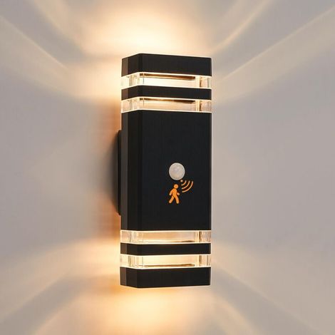Außenwandleuchte mit Bewegungsmelder, 2-stufige Aluminium-Außenwandleuchte, IP65, für Garagenveranda (warmes Licht) (1/4)